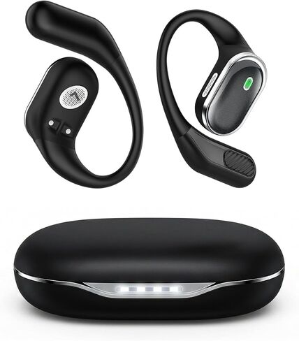 TRAUSI Wireless Earbuds Bluetooth 5.4 Headphones, IPX7 Waterproof Stereo Earphones with Noise Cancelling Mic, Open Ear Buds with Ergonomic Ear Hook for Fitness/Sports/Travel (Black) in Saudi Arabia