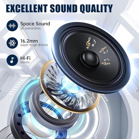 TRAUSI Wireless Earbuds Bluetooth 5.4 Headphones, IPX7 Waterproof Stereo Earphones with Noise Cancelling Mic, Open Ear Buds with Ergonomic Ear Hook for Fitness/Sports/Travel (Black) in Saudi Arabia