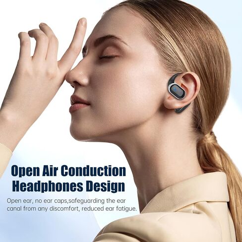 TRAUSI Wireless Earbuds Bluetooth 5.4 Headphones, IPX7 Waterproof Stereo Earphones with Noise Cancelling Mic, Open Ear Buds with Ergonomic Ear Hook for Fitness/Sports/Travel (Black) in Saudi Arabia