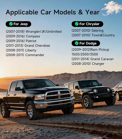 Car Radio for Jeep Wrangler JK & Dodge Ram, Wireless CarPlay Android Auto in Kuwait