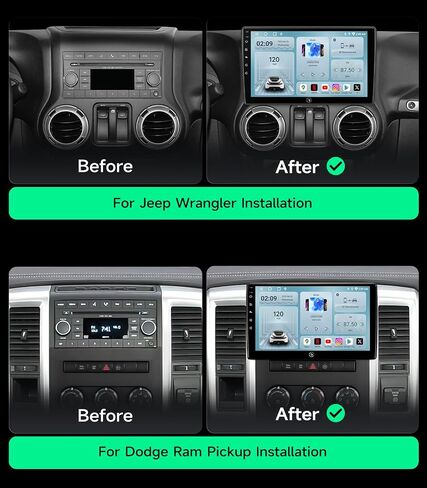 Car Radio for Jeep Wrangler JK & Dodge Ram, Wireless CarPlay Android Auto in Kuwait