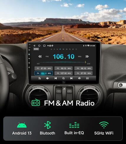 Car Radio for Jeep Wrangler JK & Dodge Ram, Wireless CarPlay Android Auto in Kuwait