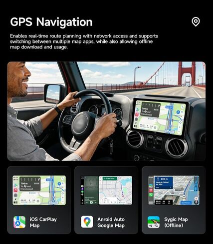 Car Radio for Jeep Wrangler JK & Dodge Ram, Wireless CarPlay Android Auto in Kuwait