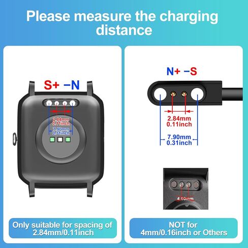 EGK Smart Watch Charger with Magnetic USB Charging Cable for Letsfit Willful YAMAY ID205L ID205U ID205S SW021 SW023 SW025 Umidigi Uwatch 3S 3 2 2S Urun Smartwatch - 3.3FT in Kuwait