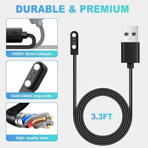 EGK Smart Watch Charger with Magnetic USB Charging Cable for Letsfit Willful YAMAY ID205L ID205U ID205S SW021 SW023 SW025 Umidigi Uwatch 3S 3 2 2S Urun Smartwatch - 3.3FT in Kuwait