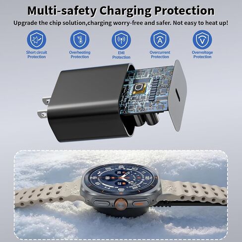 Watch Charger for Samsung Galaxy Watch Charger, 6FT Long Type C GalaxyWatch Charging Cable with USB C Fast Wall Charging Adapter for Samsung Galaxy Watch 8/8 Classic, 7/6/Ultra, 5/5 Pro/4/3/Active 2/1 in Kuwait