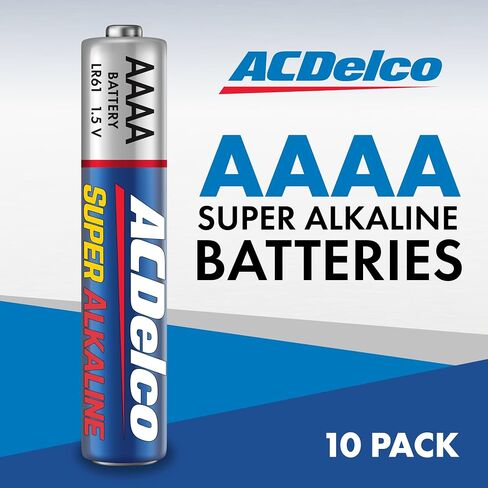 ACDelco 10-Count AAAA Batteries, Maximum Power Super Alkaline Battery, Use for Glucose Meters and Blood Monitors, 5-Year Shelf Life in Saudi Arabia