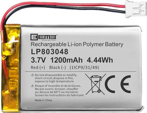 EEMB 3.7V 803048 1200mAh Lipo Battery Rechargeable JST 2.0mm, 1-Pack in Kuwait