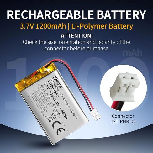 EEMB 3.7V 803048 1200mAh Lipo Battery Rechargeable JST 2.0mm, 1-Pack in Kuwait
