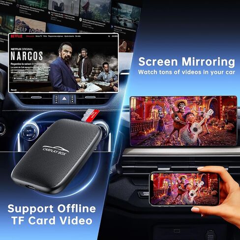 5-in-1 Wireless CarPlay Adapter and Android Auto Wireless Adapter, Carplay Wireless Adapter with Netflix YouTube TF Card, Magic Ai Box for OEM Wired iPhone Car Play Cars, Plug & Play Easy Setup in Saudi Arabia