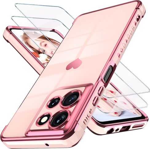 Dretal for Motorola Moto-G-5G-2026 Case,Moto G Play 2026 Case,Screen Protector,Girl Women Cute Girly Love-Heart Luxury Gold Soft Silicone Shockproof Phone Case Cover for Motorola G 2026(Rose Purple) in Kuwait