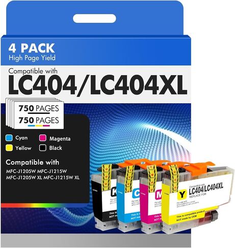 LC404 LC404XL MFC-J1205W Ink Cartridges for Brother Printer 4 Pack in Kuwait