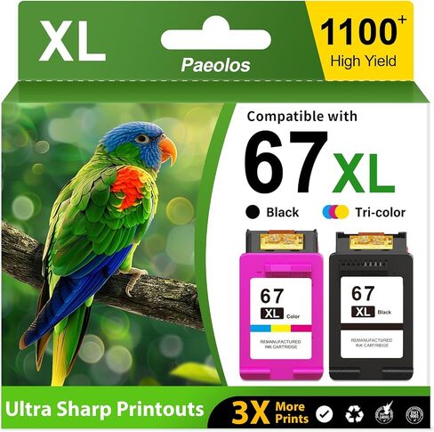 Paeolos Replacement for HP Ink 67XL Ink Cartridges Black/Color 2 Pack in Saudi Arabia