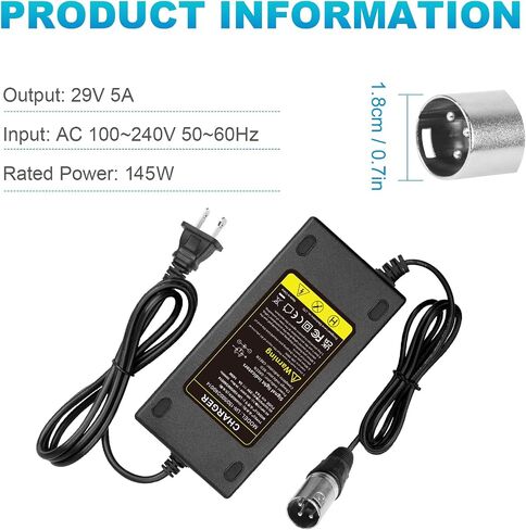 29V 5A 3-Pin Male XLR Charger for 24V Battery for Pride Mobility, Jazzy Power Chair, Lakematic,Golden Technologies, ShopRider Rascal，Drive Medical,24BC5000TF-1 Go-Go Elite Traveller in Kuwait