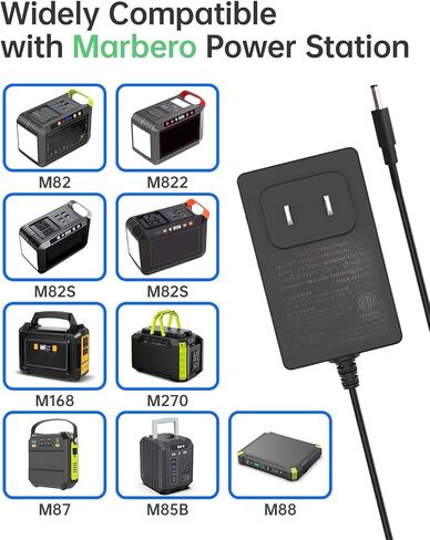19V 1.5A Power Supply Charger for Marbero M82 M82MAX M822 M822MAX M87 M88 M168 M270 M85B Portable Power Station Solar Generator, 1.5M(4.9 FT) Wall Adapter Charger in Kuwait