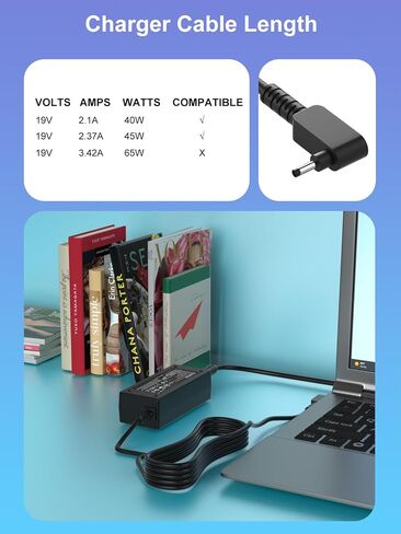 محول تيار متردد 45 وات متوافق مع شاحن الكمبيوتر المحمول Samsung Ativ Book 9/9 Plus/ 9 Lite/ 9 Spin A13-040N2A PA-1400-96 AD-4019A 19V 2.37A in Kuwait