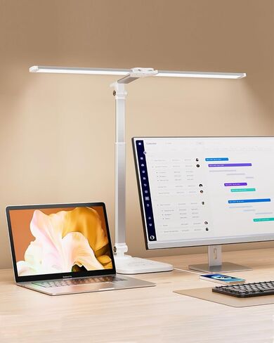 CHARYJOD LED Desk Lamp for Office Home, Height Adjustable Architect Desk Light with USB Adapter, Stepless Dimming Desk Lamp Light for Reading, Study, Workbench in Kuwait