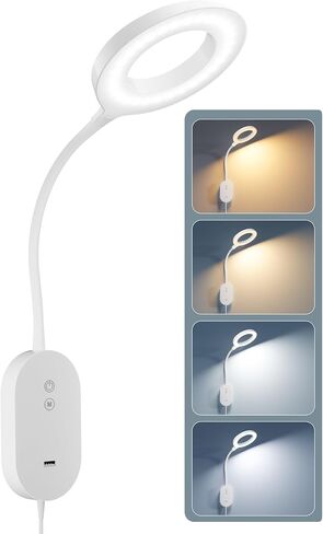 LED Wall Reading Light,Bedside Headboard Lights with 10W USB Output Fast, Wall Reading Lamps with 4 Color Modes & 5 Dimmable, Memory Function, 4-Hour Auto Off Ring Light Black in Saudi Arabia
