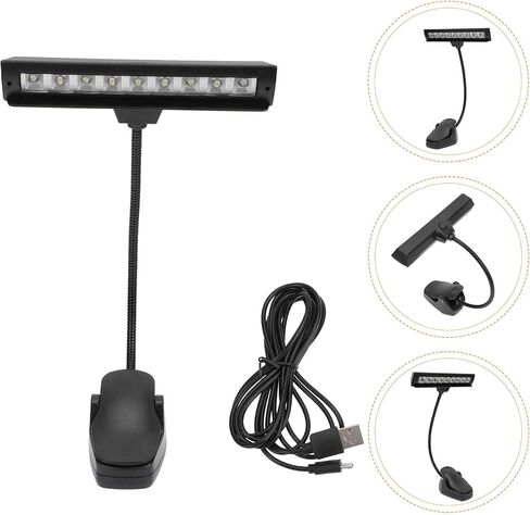 USB Rechargeable Music Score Lamp Clip Light for Piano and Guitar, Foldable LED Music Stand Light Adjustable Brightness for Night Studying and Bedside Reading in Kuwait