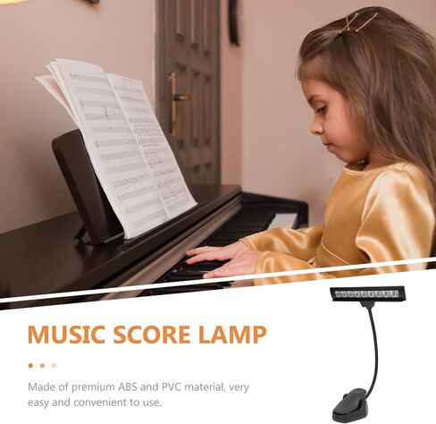 USB Rechargeable Music Score Lamp Clip Light for Piano and Guitar, Foldable LED Music Stand Light Adjustable Brightness for Night Studying and Bedside Reading in Kuwait