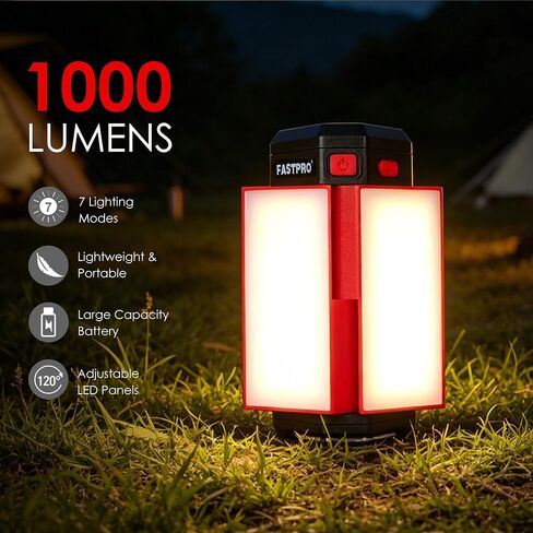 FASTPRO LED Camping Lantern, Rechargeable Camp Light, Red in Saudi Arabia