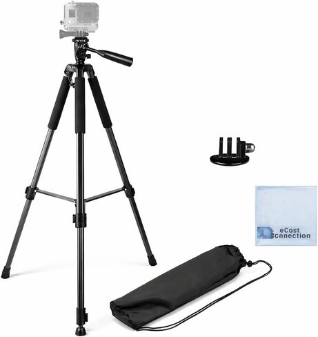57" Inch Aluminum Tripod + Tripod Mount for ALL GoPro HERO Cameras + eCostConnection Microfiber Cloth in Kuwait