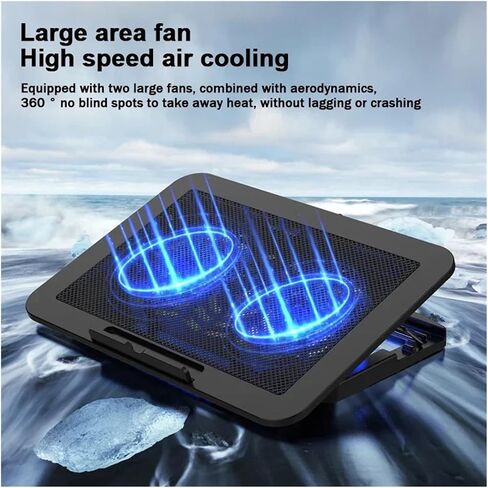 Gaming Laptop Air-Cooled Cooler Bracket Base Support 12-17inch Tablet Notebook Dual Fan Cooling Pad Angle Adjustable in Saudi Arabia