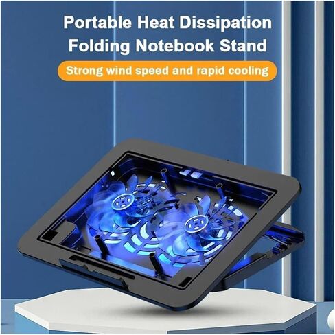 Gaming Laptop Air-Cooled Cooler Bracket Base Support 12-17inch Tablet Notebook Dual Fan Cooling Pad Angle Adjustable in Saudi Arabia