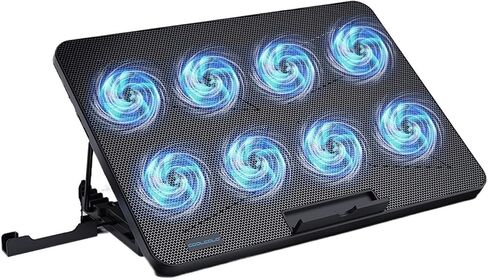 Laptop Cooling Pad with Quiet Fans 15.6-17.3 Inch 7 Height Adjustable Speed Mobile Phone Holder Included in Saudi Arabia