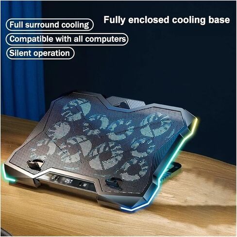 Gaming Laptop Cooler 10 Fans Foldable Adjustable Notebook Stand Heat Dissipation Holder for 12-18'' Cooling Pad in Saudi Arabia