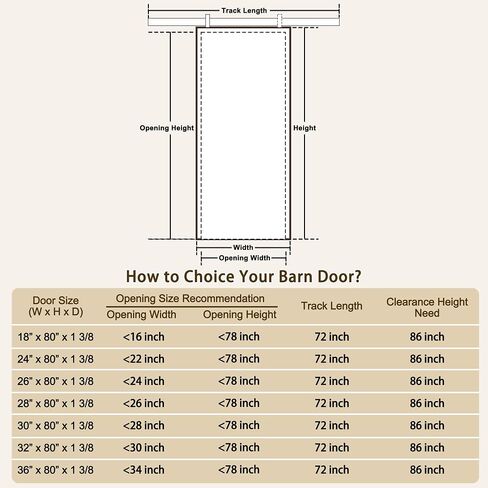 Full-Length Mirror Solid Wood Closet Barn Door, 28"x80", Soft Close in Saudi Arabia