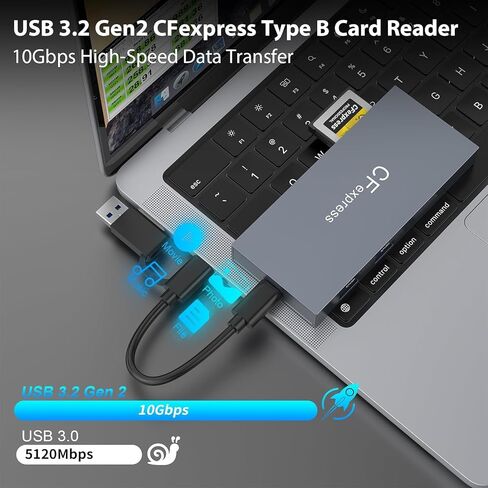 CFexpress Type B Card Reader, 8 in 1 Aluminum CF Express Memory Card Reader Support CF Express Type B/CF/XD/MS/TF/SD/USB, Mulit CFexpress Card Adapter with USB3.2 Gen2 10Gbps for Windows/Mac/Linux in Kuwait