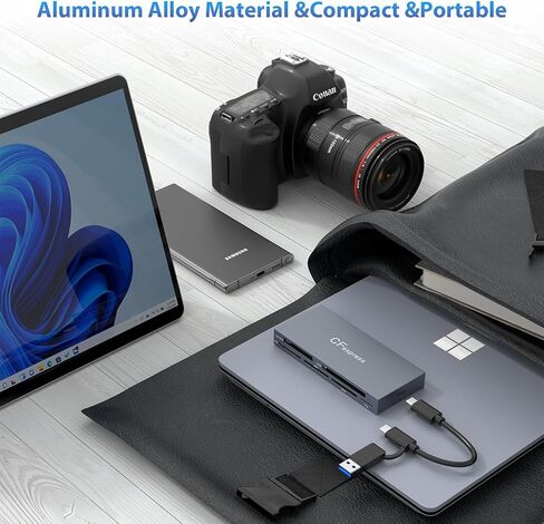 CFexpress Type B Card Reader, 8 in 1 Aluminum CF Express Memory Card Reader Support CF Express Type B/CF/XD/MS/TF/SD/USB, Mulit CFexpress Card Adapter with USB3.2 Gen2 10Gbps for Windows/Mac/Linux in Kuwait