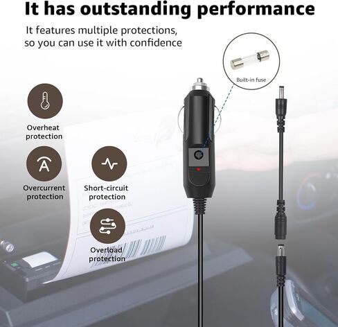 12V Car Charger for Brother PocketJet for Mobile Thermal Printer Supply in Saudi Arabia