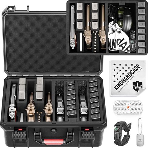 Kinghardcase Pistol Gun Case for Multiple Handguns Case TSA Lockable Hard, Holds Pistols & Magazines, IP67 Waterproof Pre-Cut Foam Gun Storage Case for Home, Travel & Range in Kuwait