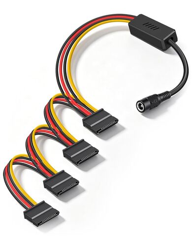 12V DC 5.5 x 2.5mm to 4 x 15 PIN SATA Power Splitter Cable(95cm) in Saudi Arabia