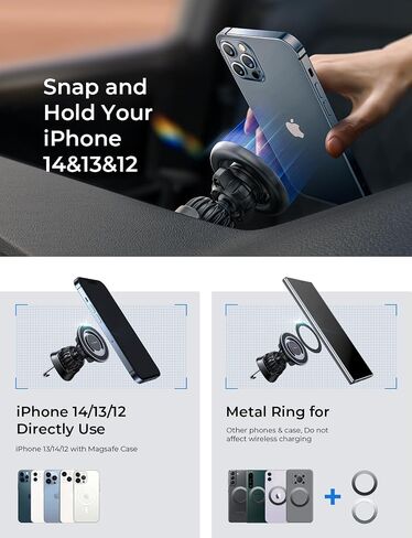 LISEN for Magsafe Car Mount, Magnetic Phone Holder for Car Vent Phone Mount, Hands Free Phone Mount for Car Accessories Dashboard Windshield Vent Cell Phone Holder for iPhone Car Mount Silver Kits in Saudi Arabia