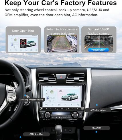 8-Core 4+64G Car Radio for Nissan Altima 2013-2018, Physical Buttons Knobs in Kuwait