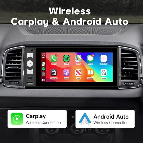 [4+64GB] Single DIN CarPlay Car Stereo Wireless Android Auto, Upriding 6" Touch Screen Android13 Car Radio USB-C Head Unit Volume Knob FM Radio BT5.2 EQ Rear View Camera in Saudi Arabia