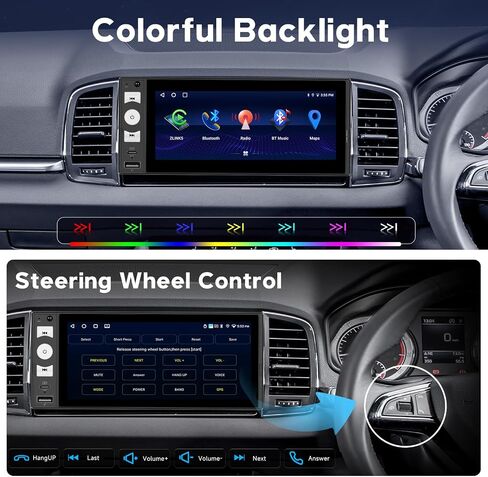 [4+64GB] Single DIN CarPlay Car Stereo Wireless Android Auto, Upriding 6" Touch Screen Android13 Car Radio USB-C Head Unit Volume Knob FM Radio BT5.2 EQ Rear View Camera in Saudi Arabia
