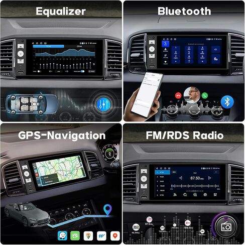 [4+64GB] Single DIN CarPlay Car Stereo Wireless Android Auto, Upriding 6" Touch Screen Android13 Car Radio USB-C Head Unit Volume Knob FM Radio BT5.2 EQ Rear View Camera in Saudi Arabia