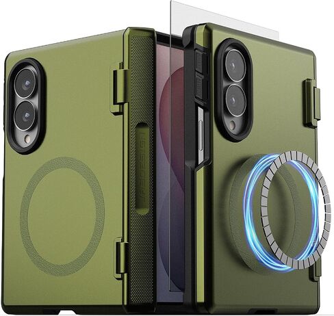 حافظة VRS DESIGN Terra Guard Modern لهاتف Samsung Galaxy Z Fold 8 (2026) [تصميم قابل للطي عريض] [متوافق مغناطيسي] [دعم الشحن اللاسلكي] غطاء حماية نحيف - زيتوني تكتيكي in Kuwait