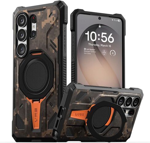 حافظة VRS DESIGN TerraGuard Active لهاتف Samsung Galaxy S26 Ultra (2026)، مسند حلقي متوافق مع الشحن المغناطيسي، غطاء متين مقاوم للصدمات (أخضر محيطي) in Kuwait