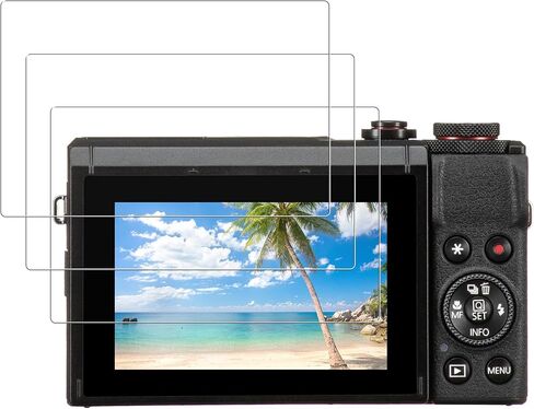 3-Pack Screen Protector Compatible with Canon G7X Mark III, HD Clear Tempered Glass Film 9H Hardness Full Coverage Bubble-Free Scratch-Resistant Protective Film in Kuwait