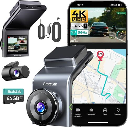 BOTSLAB G300H Plus 4K Hardwire Kit Dash cam Front and Rear, STARVIS 2, App in Kuwait