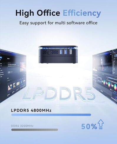 KAMRUI AK1PLUS Mini Computer, 12GB LPDDR5 256GB M.2 SSD, Intel Processor N100 (Up to 3.4GHz), Mini Desktop Computer Support 4K Dual Display, WiFi 5, BT 4.2, Gigabit Ethernet, Business Office PC in Kuwait