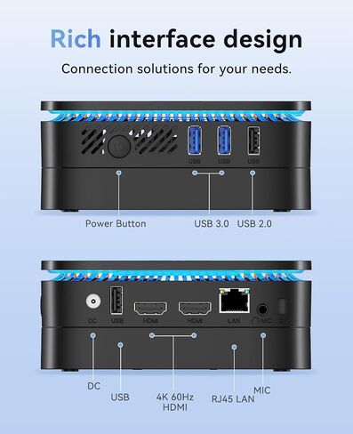 KAMRUI AK1PLUS Mini Computer, 12GB LPDDR5 256GB M.2 SSD, Intel Processor N100 (Up to 3.4GHz), Mini Desktop Computer Support 4K Dual Display, WiFi 5, BT 4.2, Gigabit Ethernet, Business Office PC in Kuwait