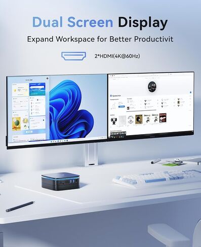KAMRUI AK1PLUS Mini Computer, 12GB LPDDR5 256GB M.2 SSD, Intel Processor N100 (Up to 3.4GHz), Mini Desktop Computer Support 4K Dual Display, WiFi 5, BT 4.2, Gigabit Ethernet, Business Office PC in Kuwait