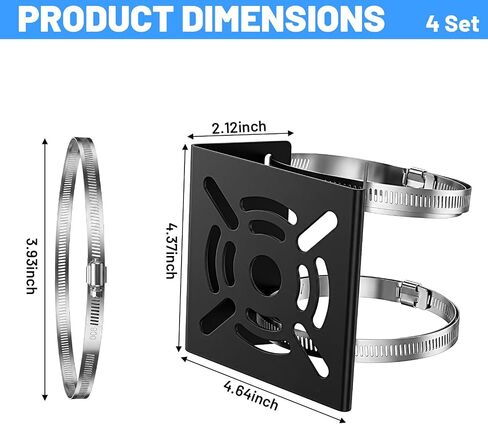 4 Pack Universal Vertical Pole Mount, Heavy Duty Steel Wall Bracket for Security Camera with 8 Adjustable Loops, Fit 0-3.9 Inch Posts, Ideal for CCTV Solar Panel LED Stage Light, Ivory Finish in Kuwait