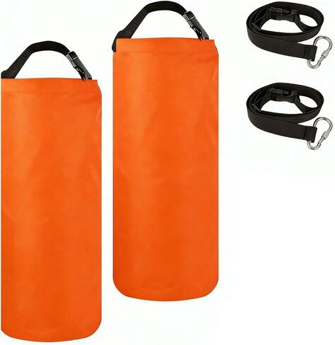Drawstring Pouch Round Bottom Storage Bag Sand Anchor Sack Umbrella Weight Carrier Tough Waterproof Polyester With Adjustable Strap suitable for tent, Orange in Kuwait